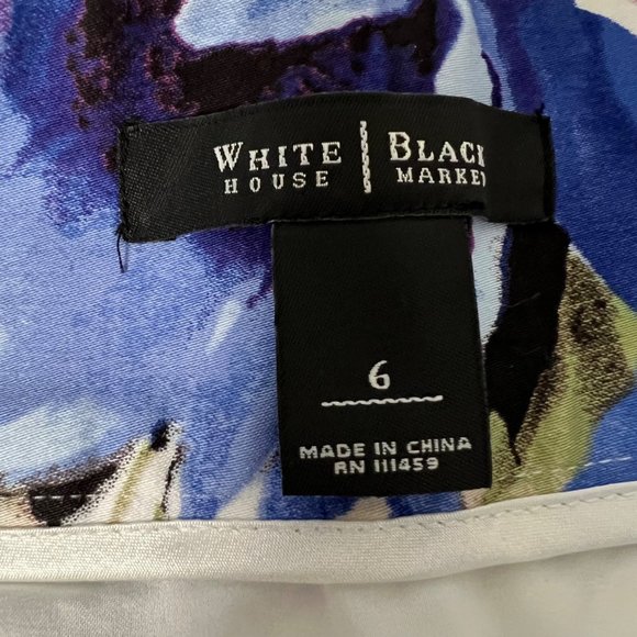 White House Black Market WHBM Blue Floral Pleated Flared Mini Skirt size 6 - Picture 5 of 7